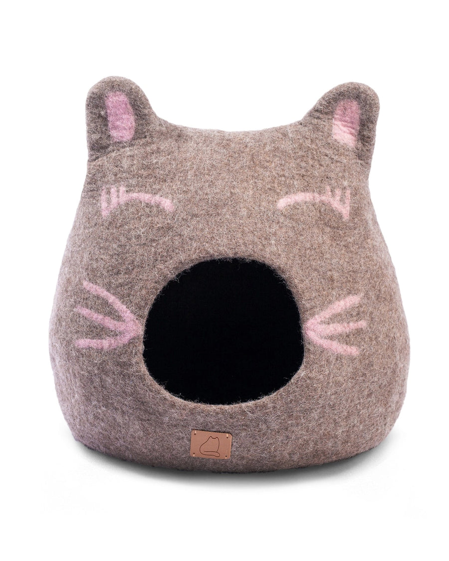 Taupe Combo - Girl Cat Wool Cat Bed - Fuzzy Cove - Printfresh