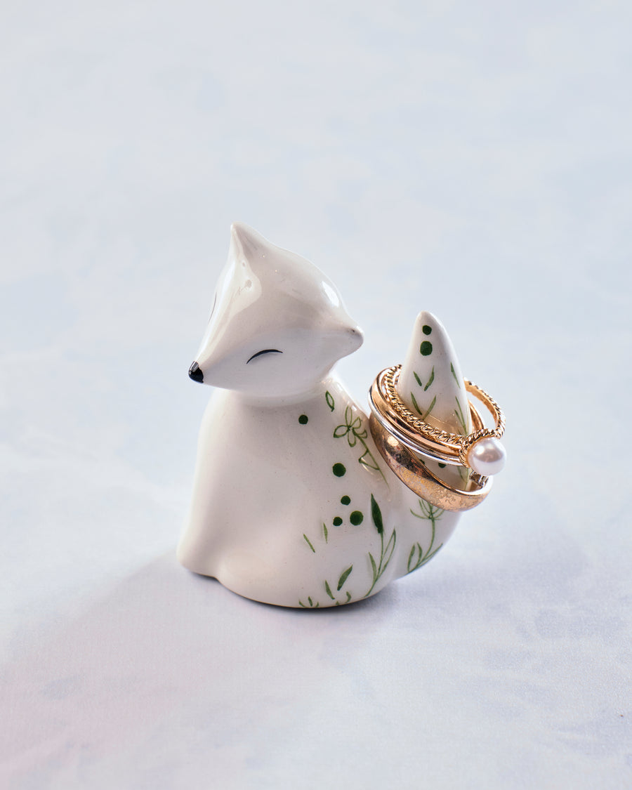 White - Ceramic Fox Ring Holder - Lisa Angel