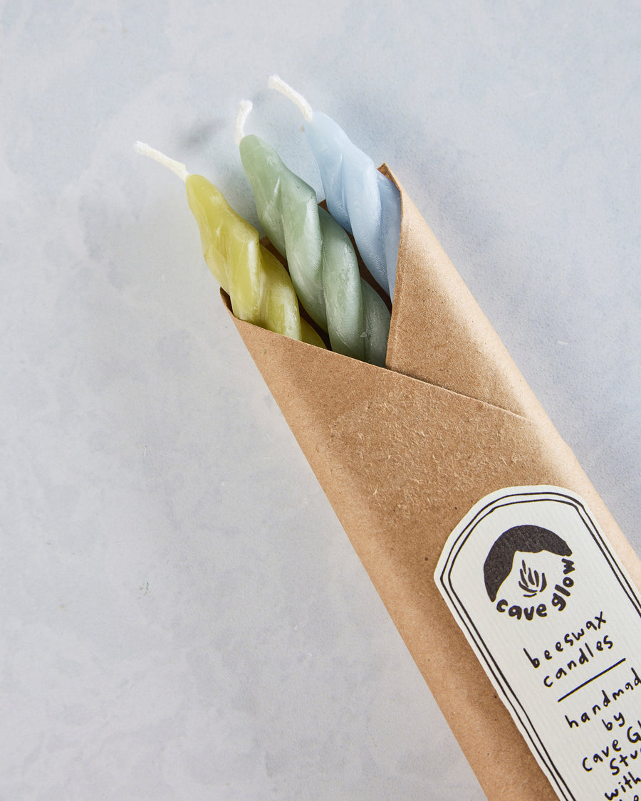 Sage Combo - Hydrangea Spiral Beeswax Candles Set of 3 - Cave Glow Studio - Printfresh