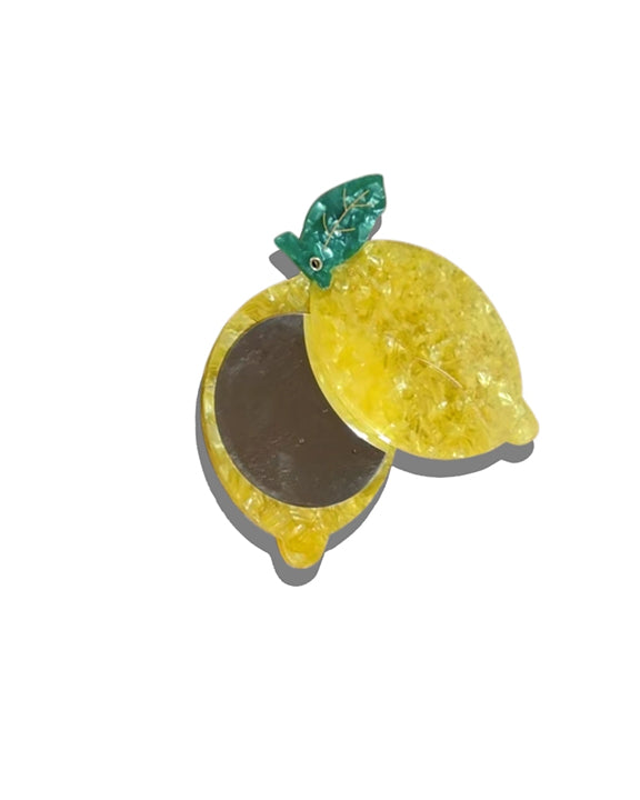 Yellow - Hand Painted Lemon Compact Mirror - Solar Eclipse - Printfresh