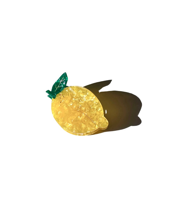 Yellow - Hand Painted Lemon Fruit Claw Hair Clip - Solar Eclipse - Printfresh