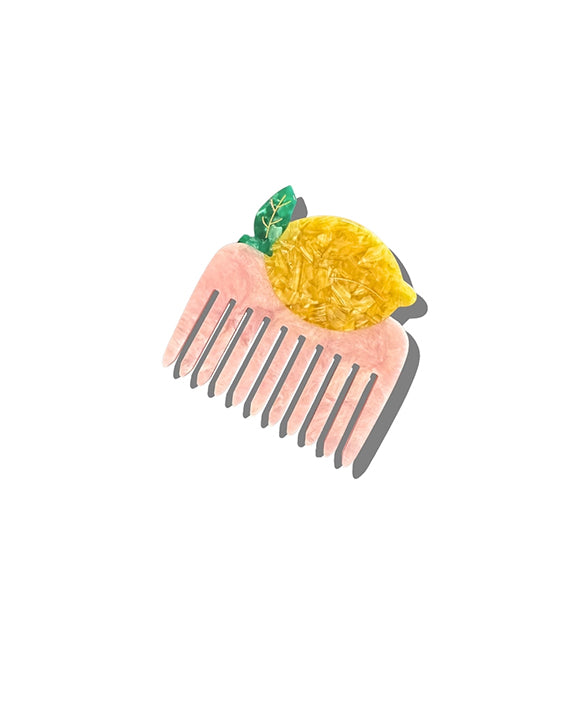 Yellow Combo - Hand Painted Lemon Pocket Hair Comb - Solar Eclipse - Printfresh