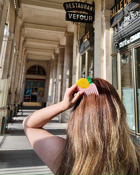 Yellow Combo - Hand Painted Lemon Pocket Hair Comb - Solar Eclipse - Printfresh