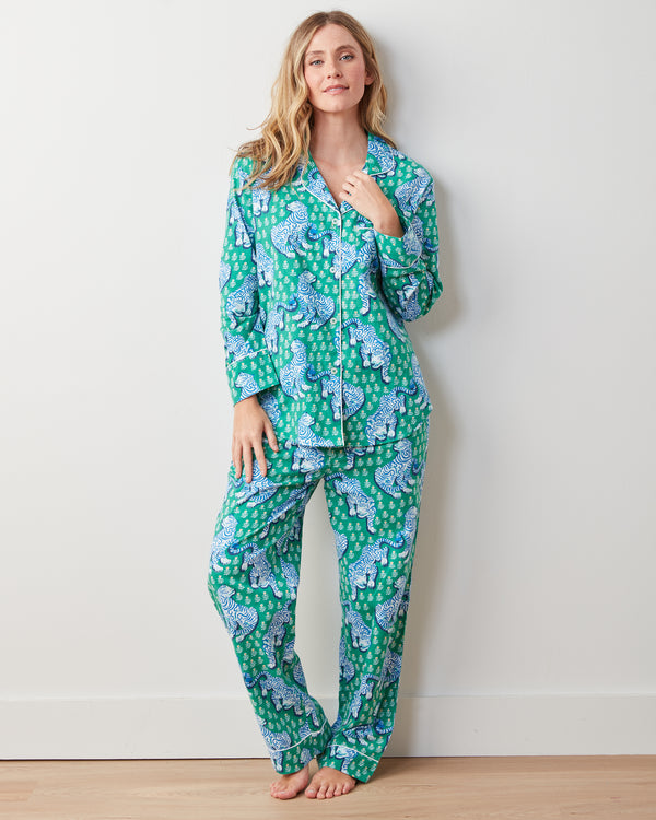 Tiger Queen - Flannel Long PJ Set - Jade - Printfresh