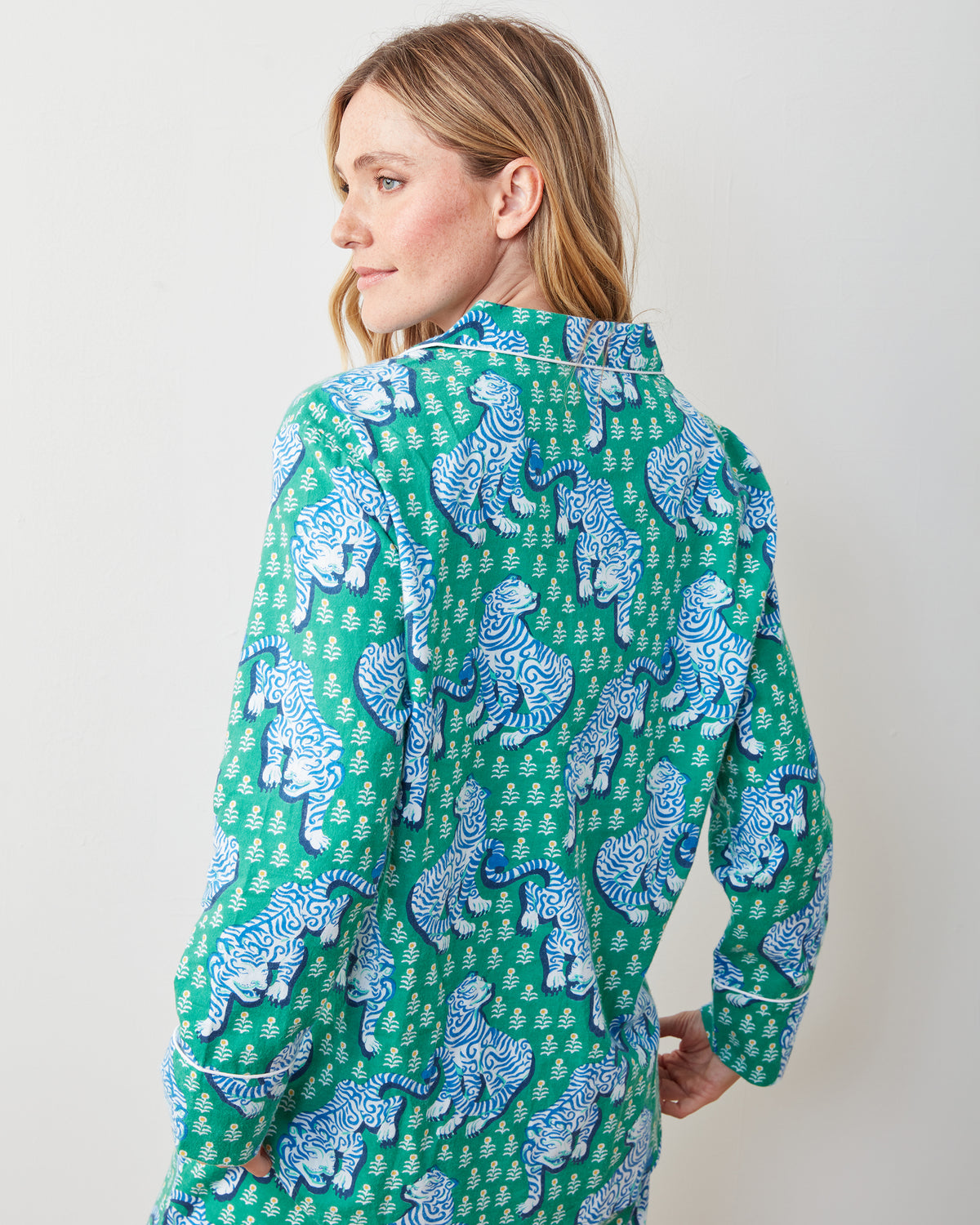 Tiger Queen - Lightweight Flannel Long PJ Set - Jade - Printfresh