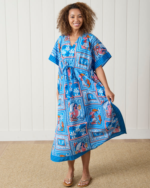 Tidal Tapestry - Let's  Cruise Caftan - Saltwater Blue - Printfresh