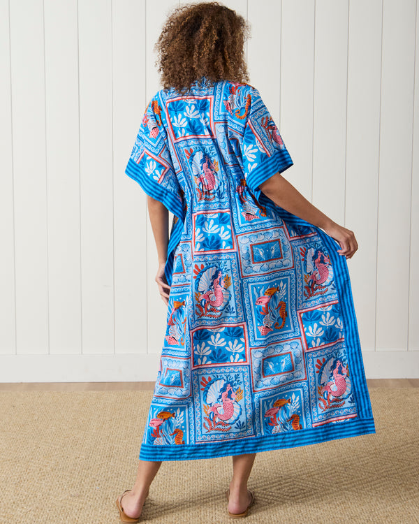 Tidal Tapestry - Let's  Cruise Caftan - Saltwater Blue - Printfresh