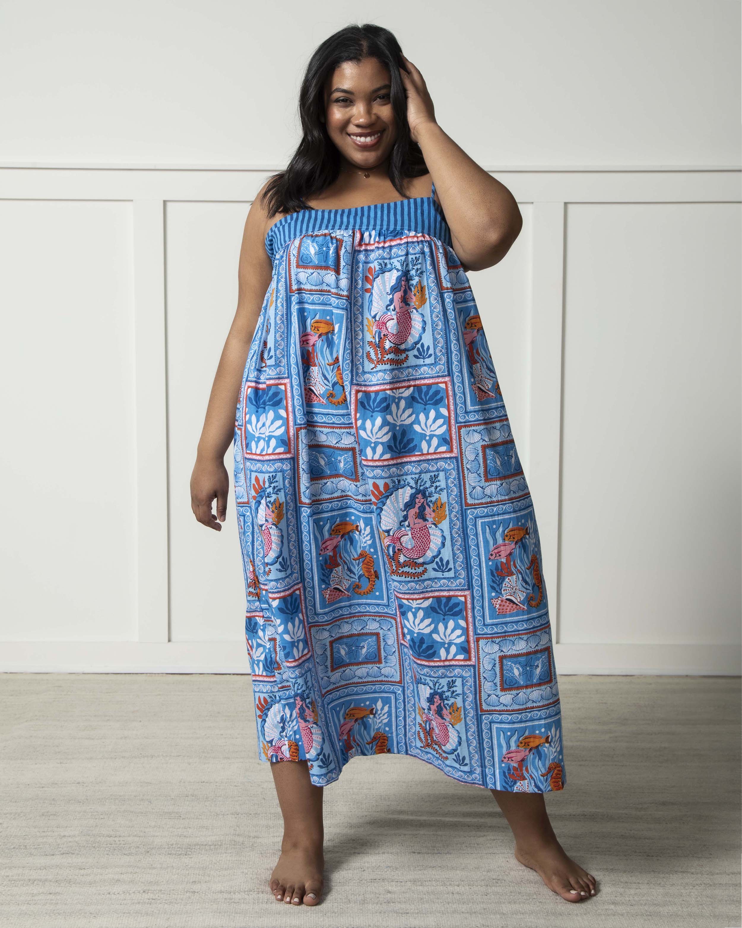 Tidal Tapestry - Daydream Nightgown - Saltwater Blue - Printfresh