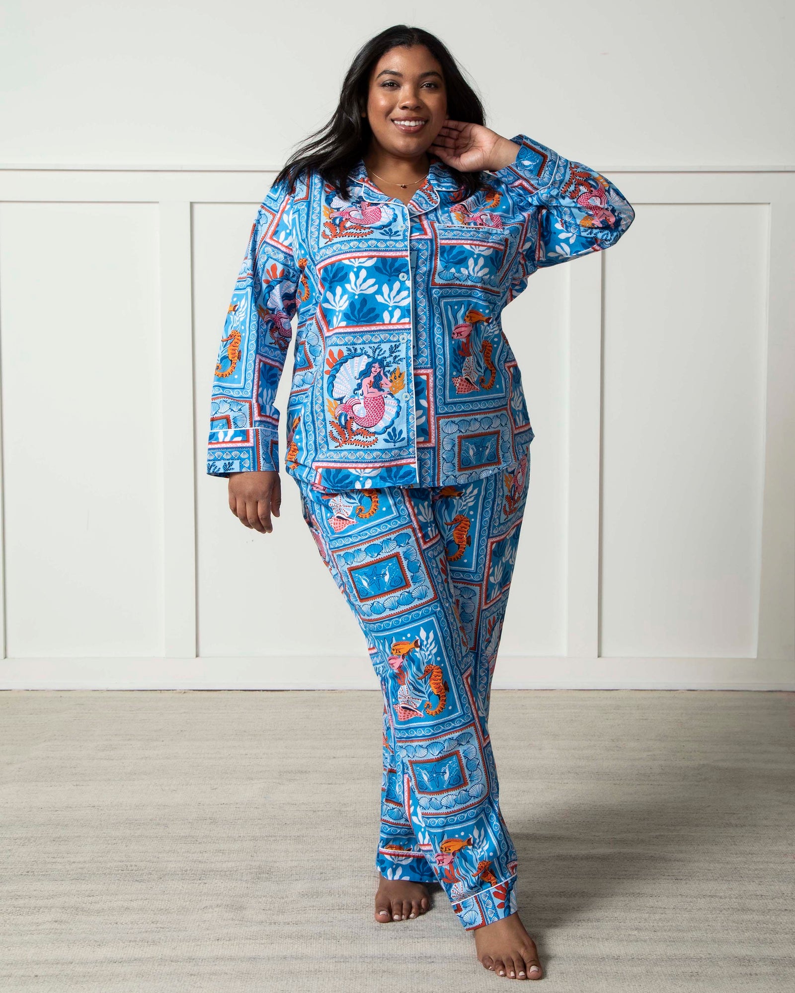 Tidal Tapestry - Long PJ Set - Saltwater Blue - Printfresh