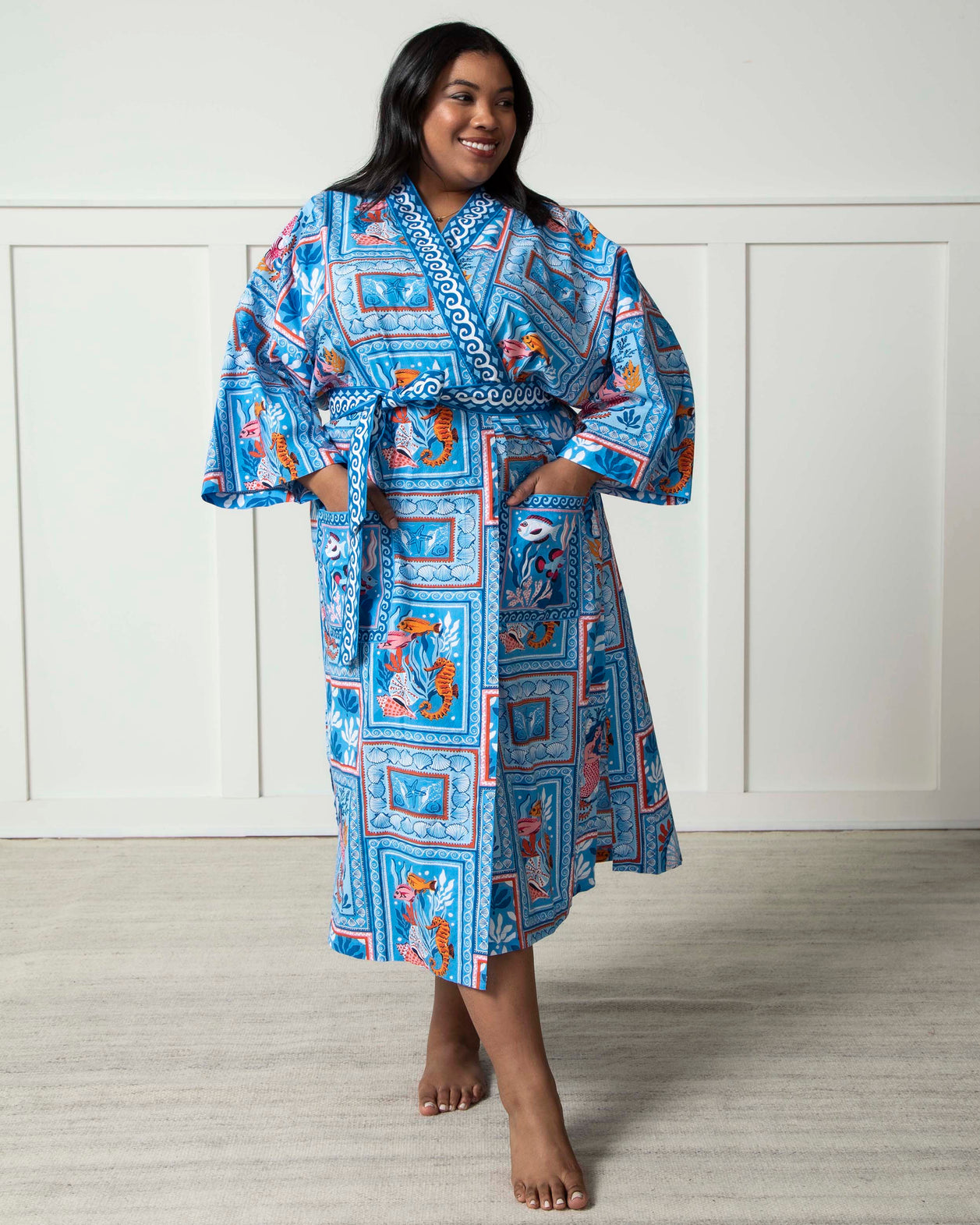 Tidal Tapestry - Robe - Saltwater Blue - Printfresh