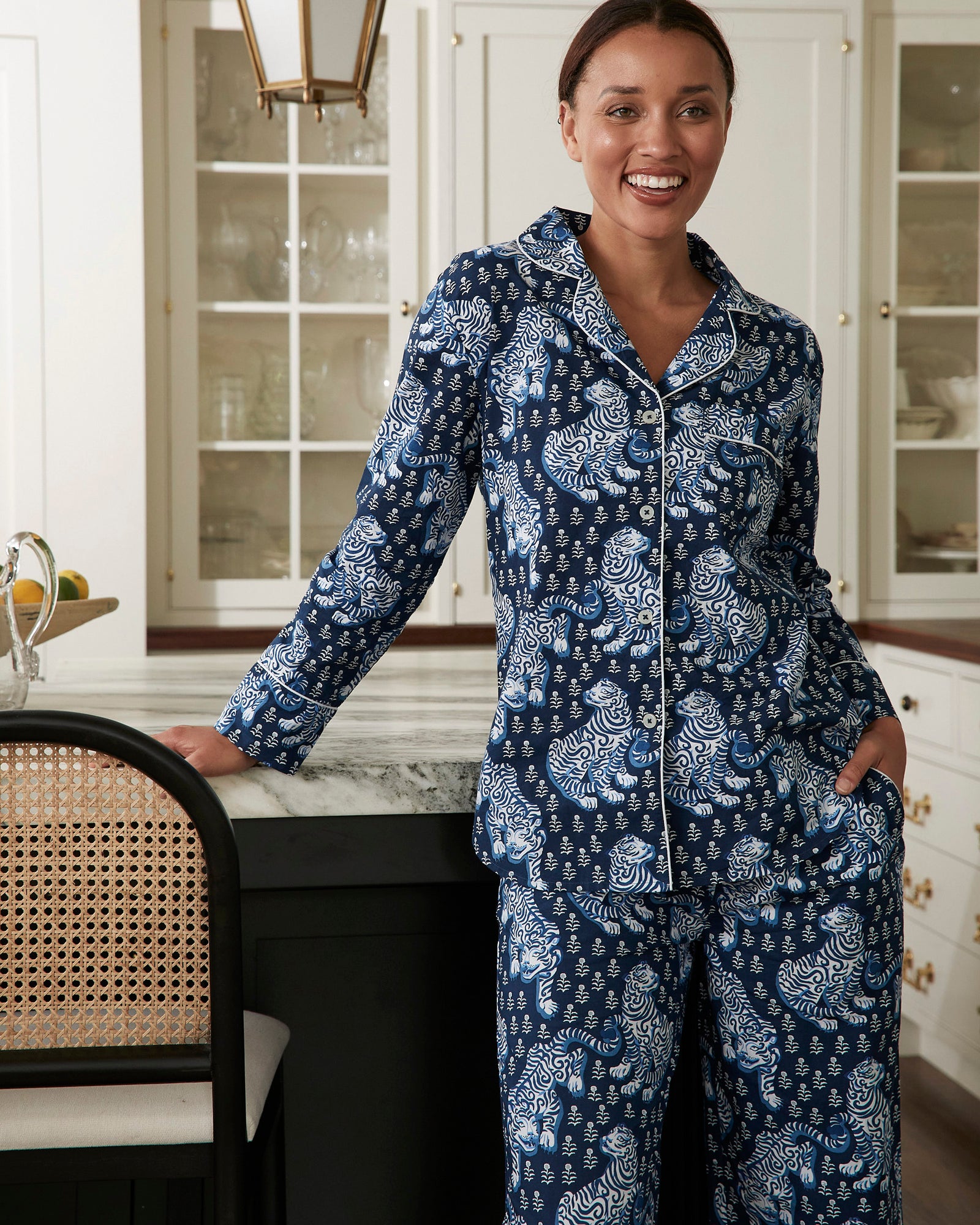 Tiger Queen - Long PJ Set - Navy - Printfresh