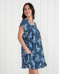 Tiger Queen - Pintuck Nightgown - Navy - Printfresh