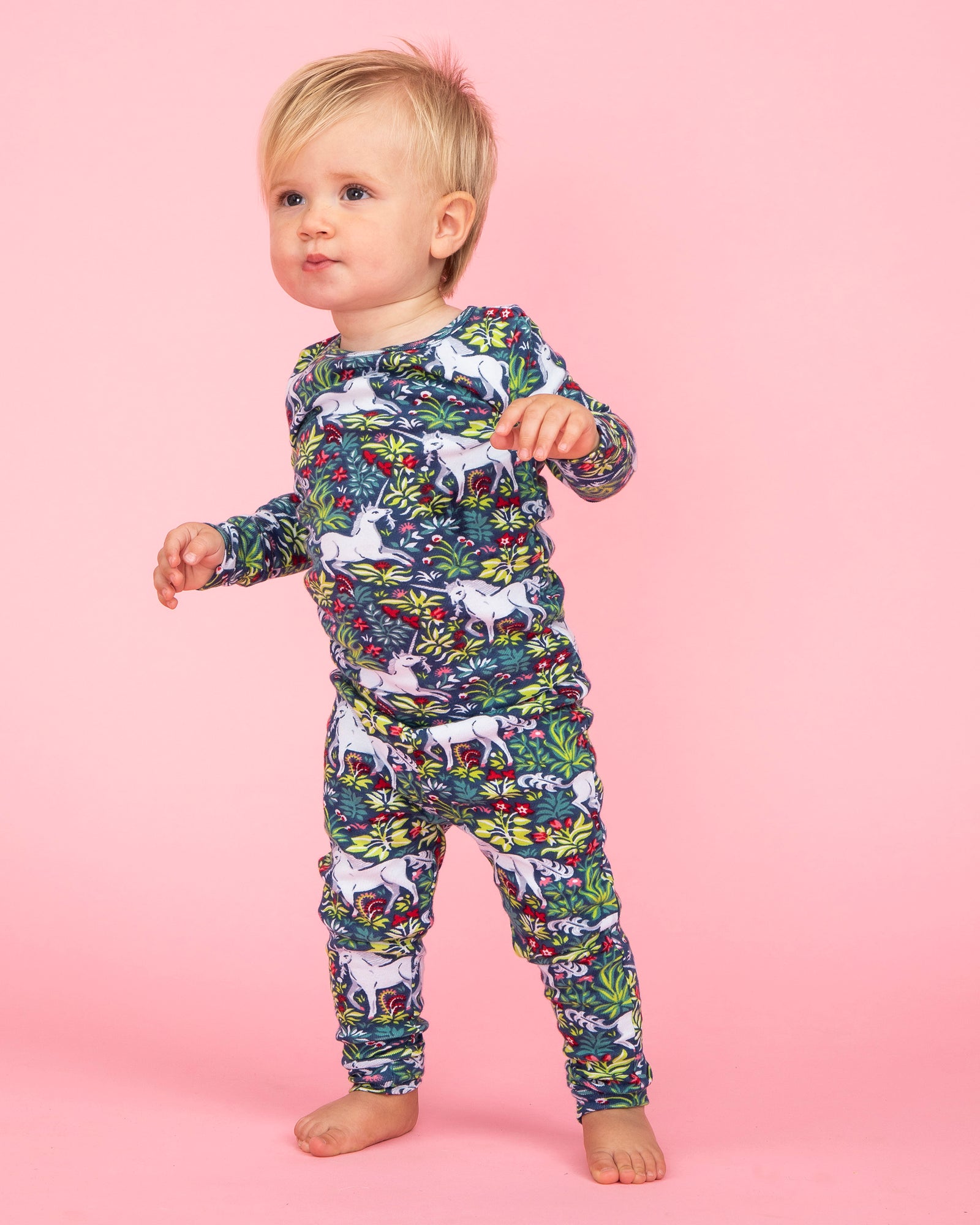 Unicorn's Garden- Kids PJ Set - Indigo - Printfresh