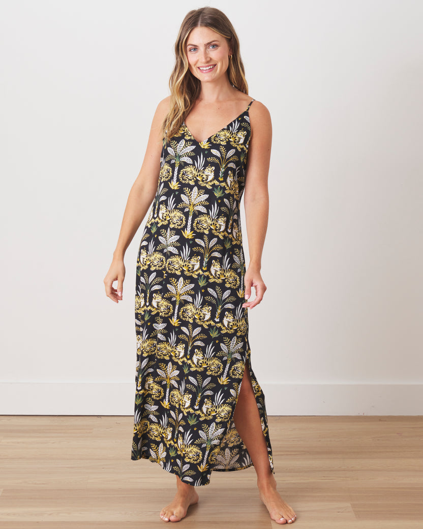Untamed Tiger - Eco Satin Chic to Sleep Nightie - Gold Ink - Printfresh