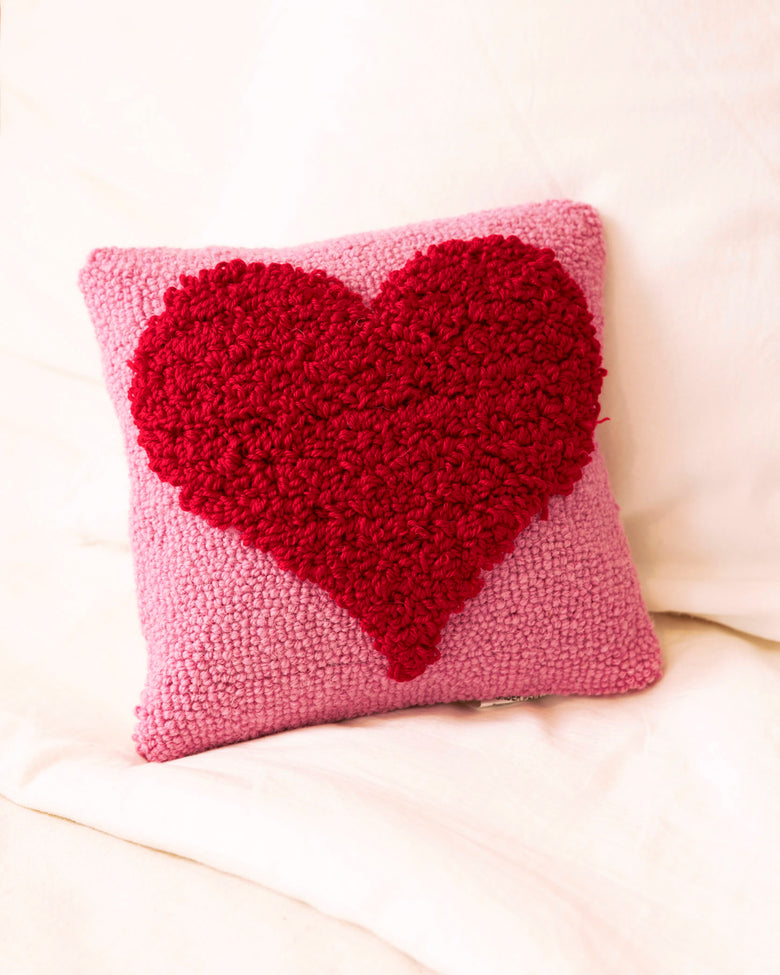 Pink - Looped Heart Hook Pillow - Peking Handicraft - Printfresh