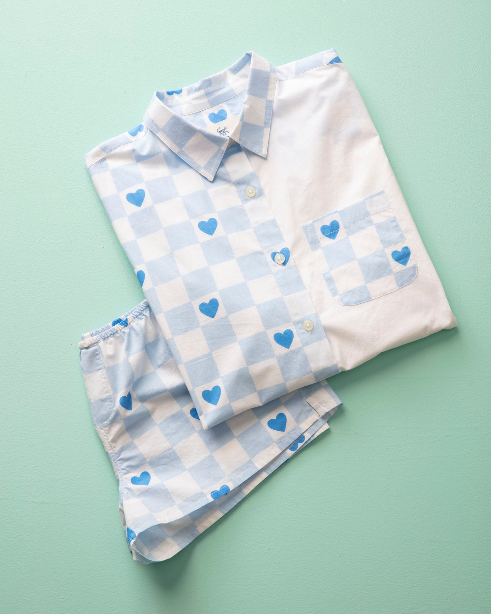 Checkered Hearts - Everyday Button Down & Bradshaw Boxer - Blue Eyes - Printfresh