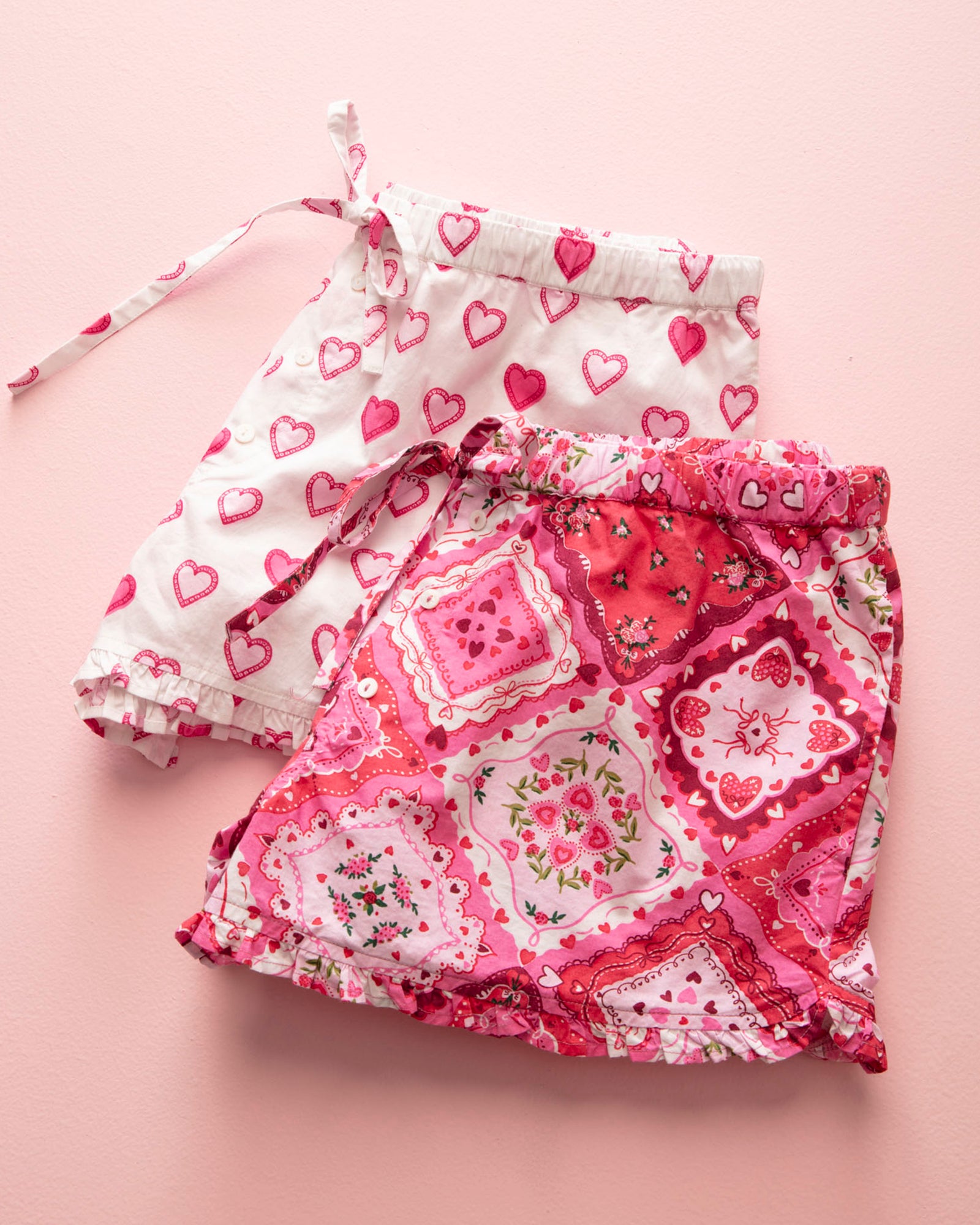 Candy Hearts - Ruffle Short - Pale Pink/Mailbox Pink - Printfresh