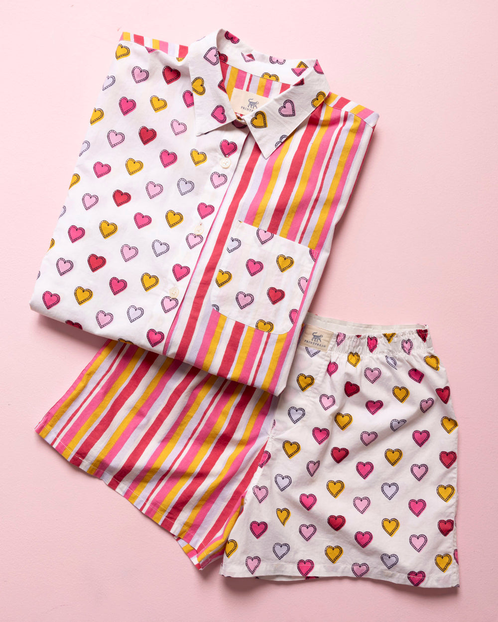 Candy Hearts Stripe - Everyday Button Down & Boyfriend Boxer - Candy Cloud - Printfresh