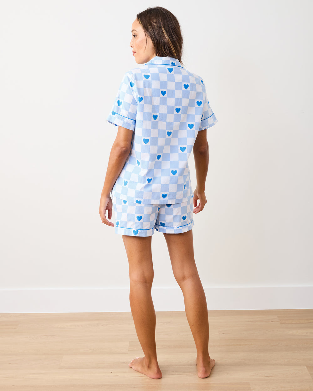 Checkered Hearts - Short PJ Set - Blue Eyes - Printfresh