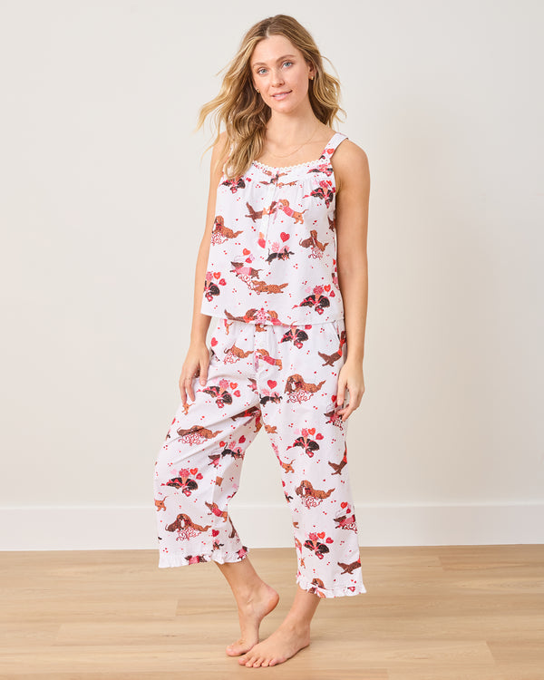 Dachshund Date - Back To Bed Cropped Pant Set - Cloud - Printfresh