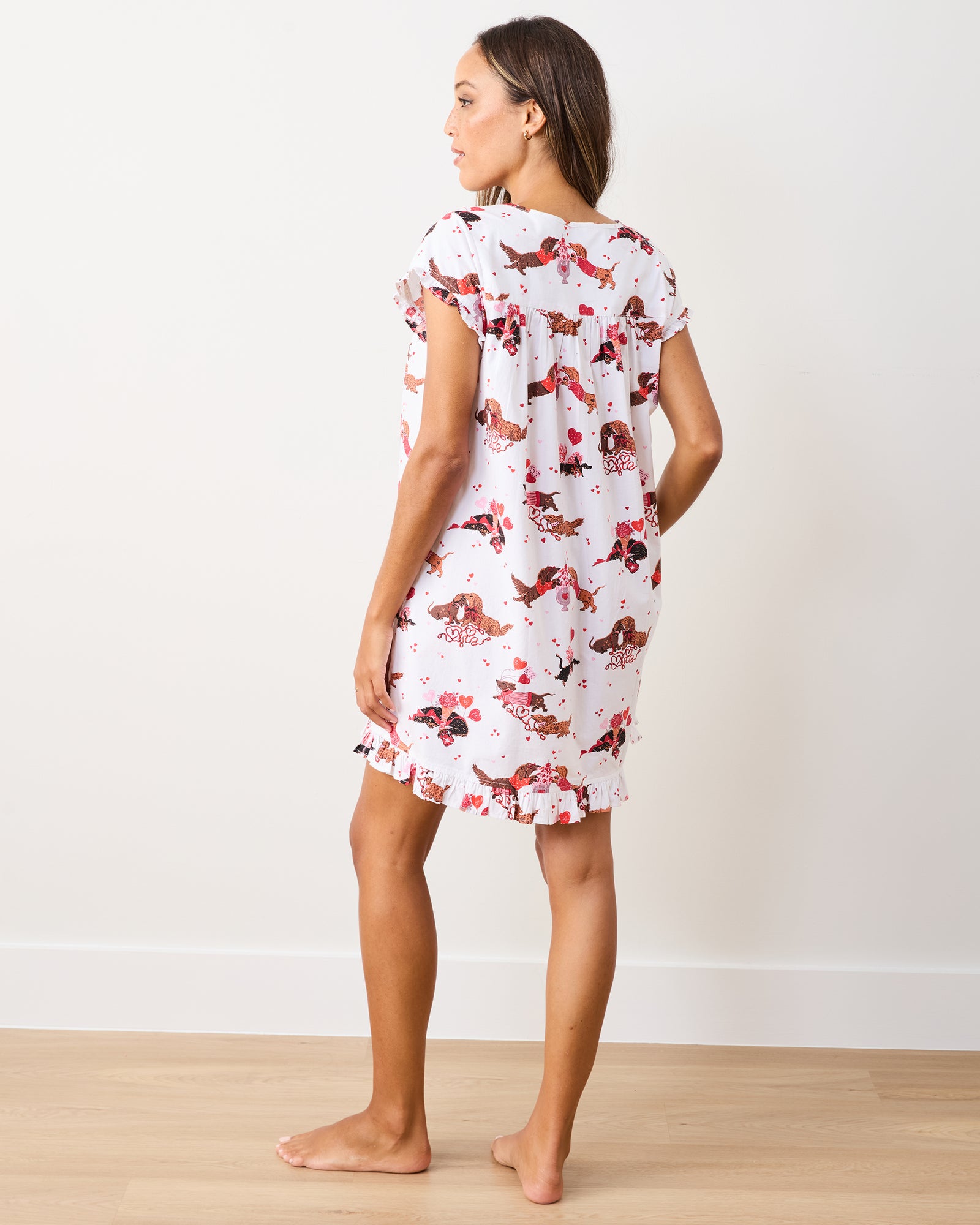 Dachshund Date - Pintuck Nightgown - Cloud - Printfresh