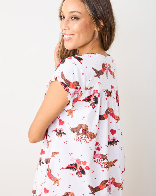 Dachshund Date - Pintuck Nightgown - Cloud - Printfresh