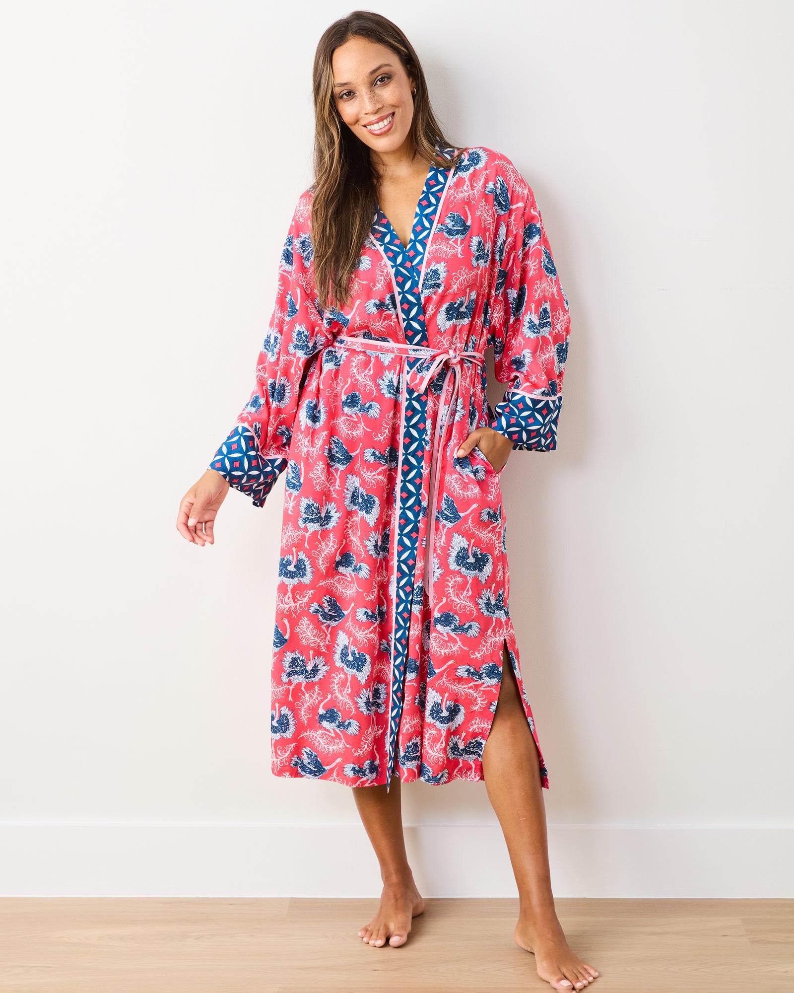 Ostrich Dance - Satin Robe - Fancy Pink - Printfresh