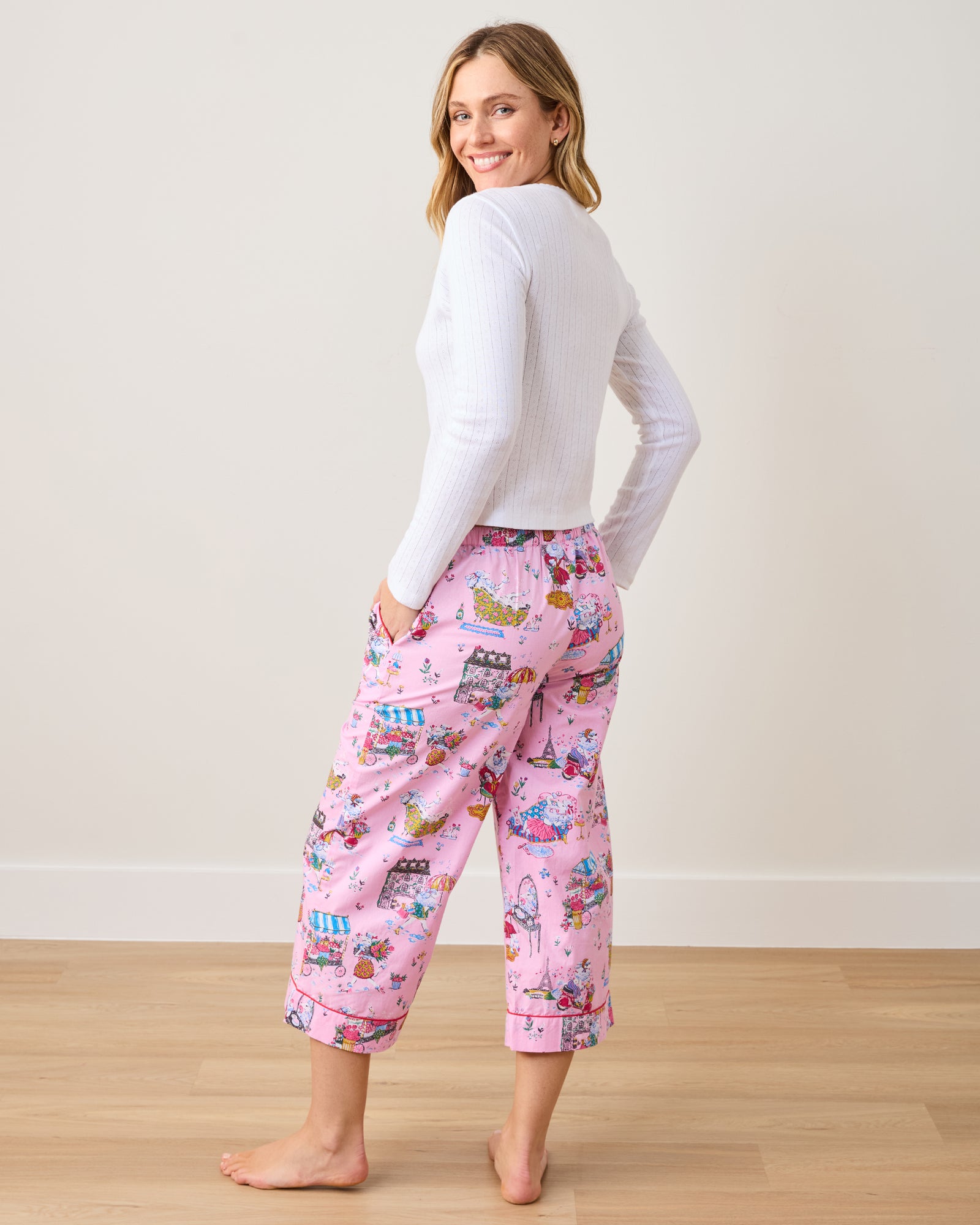 Parisian Poodles - Cropped PJ Pants - Paris Pink - Printfresh