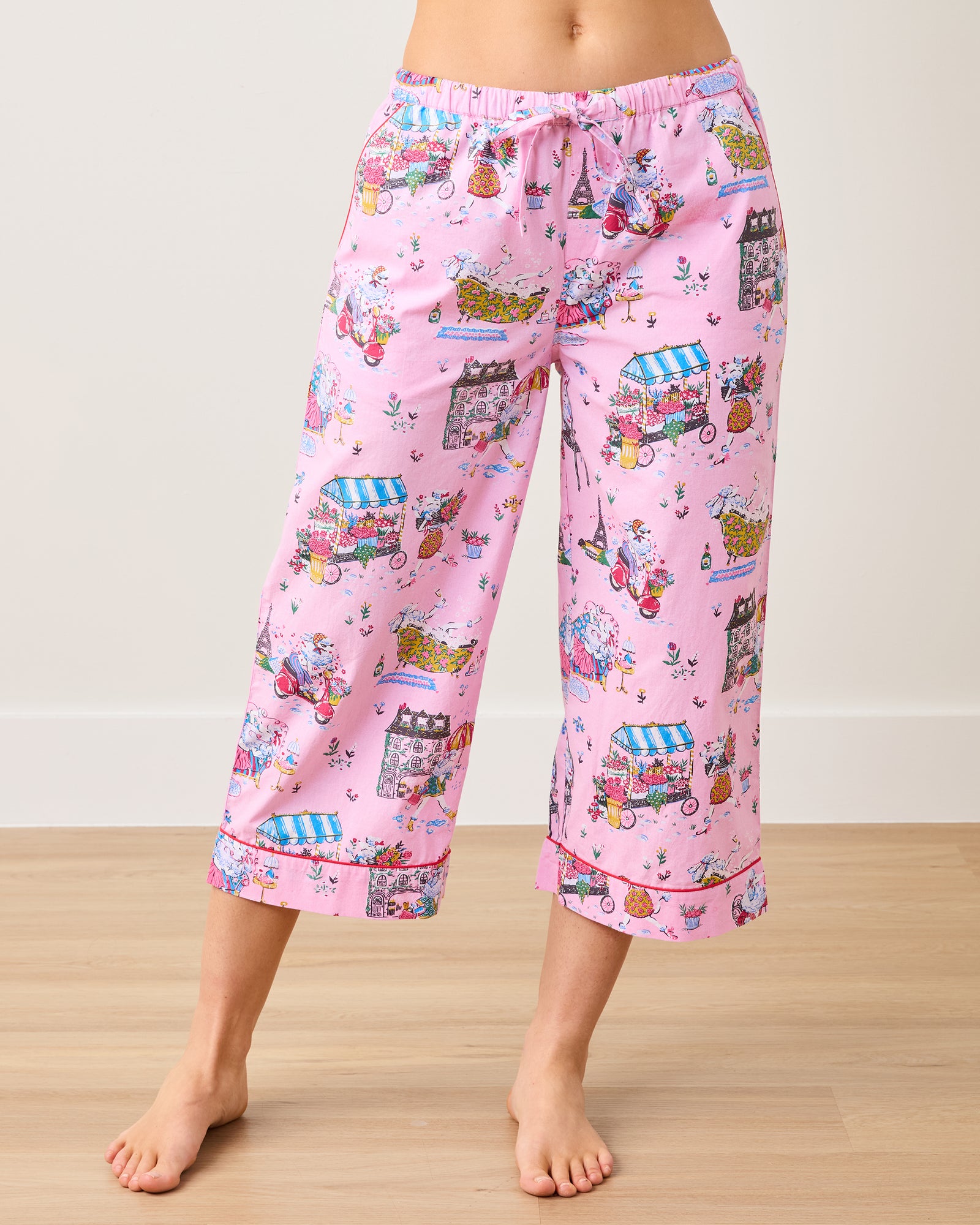 Parisian Poodles - Cropped PJ Pants - Paris Pink - Printfresh