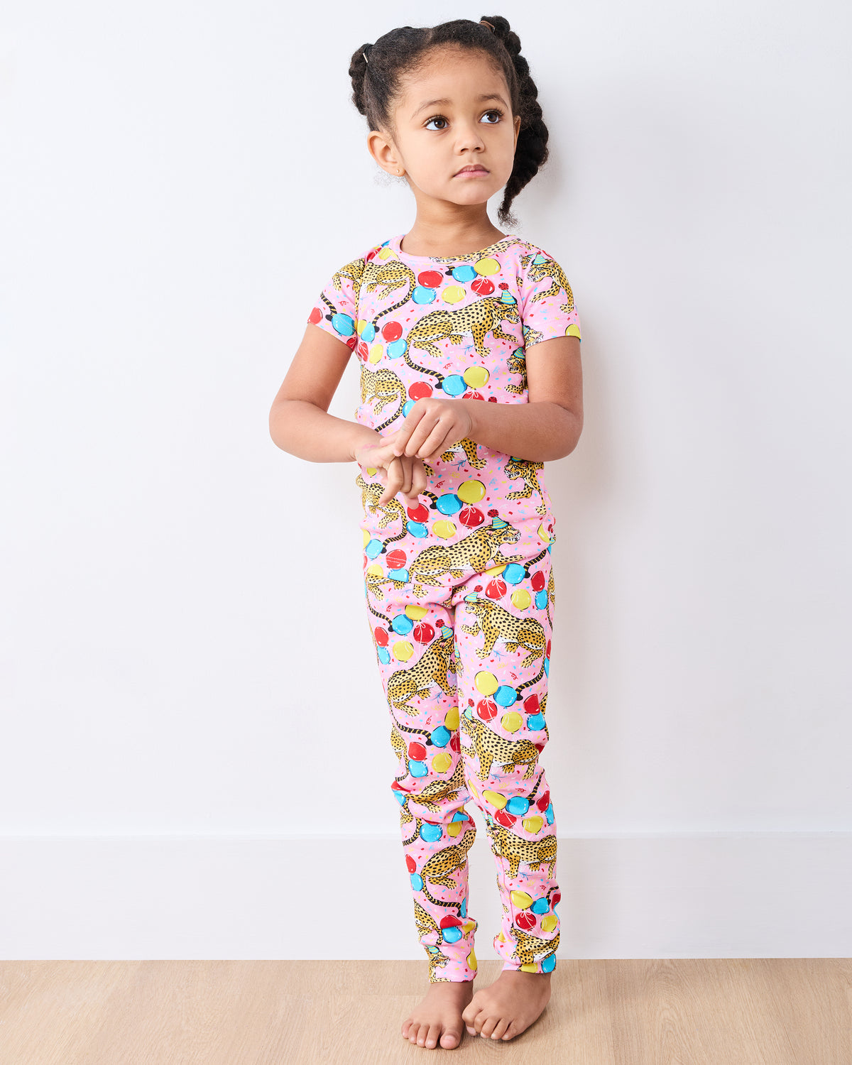 Birthday Bagheera - Kids Short Sleeve PJ Set - Pink Confetti - Printfresh
