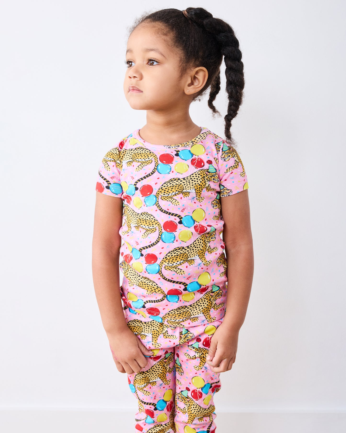 Birthday Bagheera - Kids Short Sleeve PJ Set - Pink Confetti - Printfresh