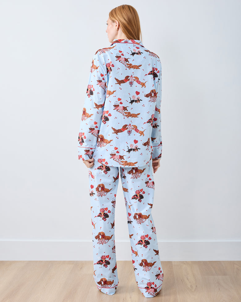 Dachshund Date - Long PJ Set - Pale Blue - Printfresh