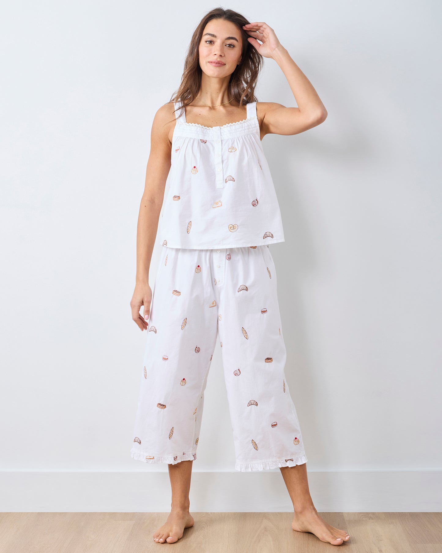 Freshly Baked - Back to Bed Cropped Pant Set - Cloud - Printfresh