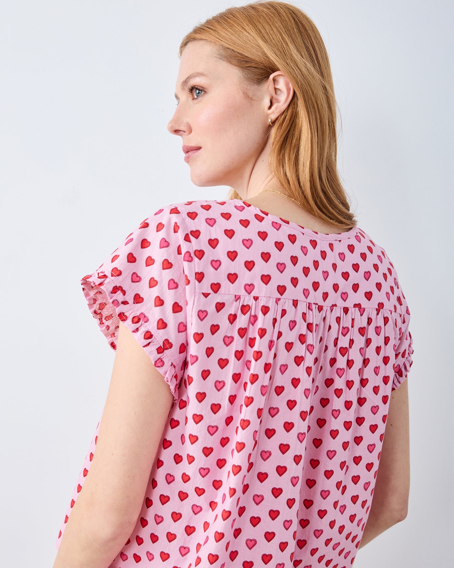 Mini Candy Hearts - Pintuck Short Set - Pink Macaron - Printfresh