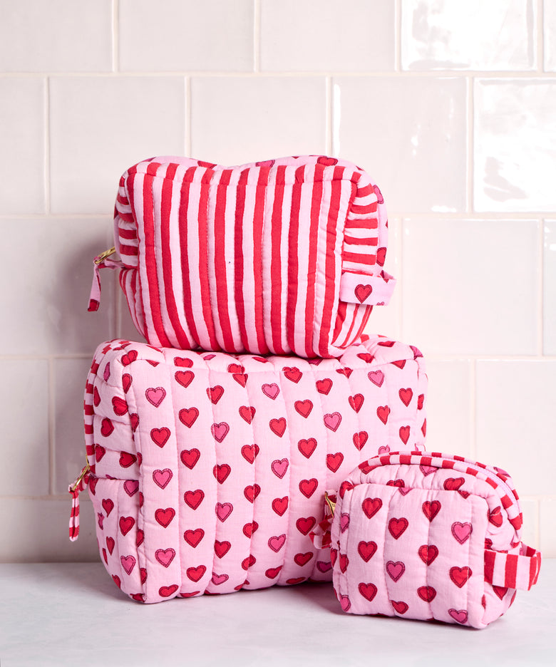 Mini Candy Hearts - Three's Best Pouch Set - Pink Macaron - Printfresh