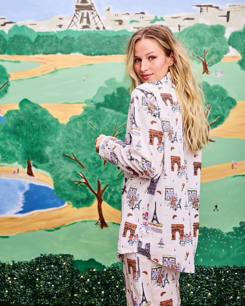 Paris Getaway - Long PJ Set - Cloud - Printfresh