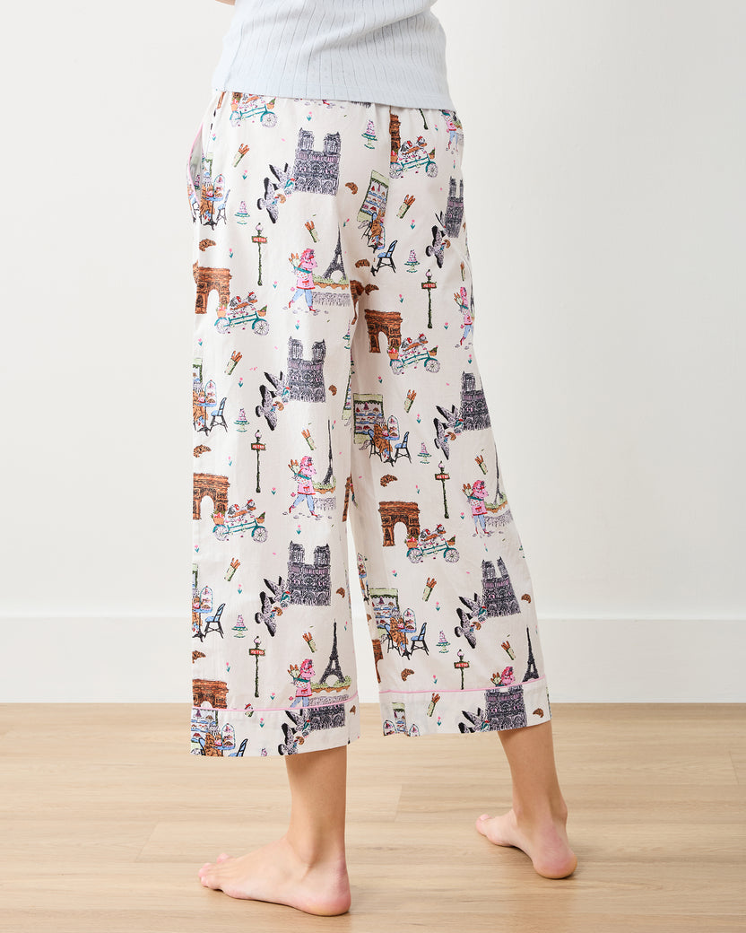Paris Getaway - Cropped PJ Pant - Cloud - Printfresh