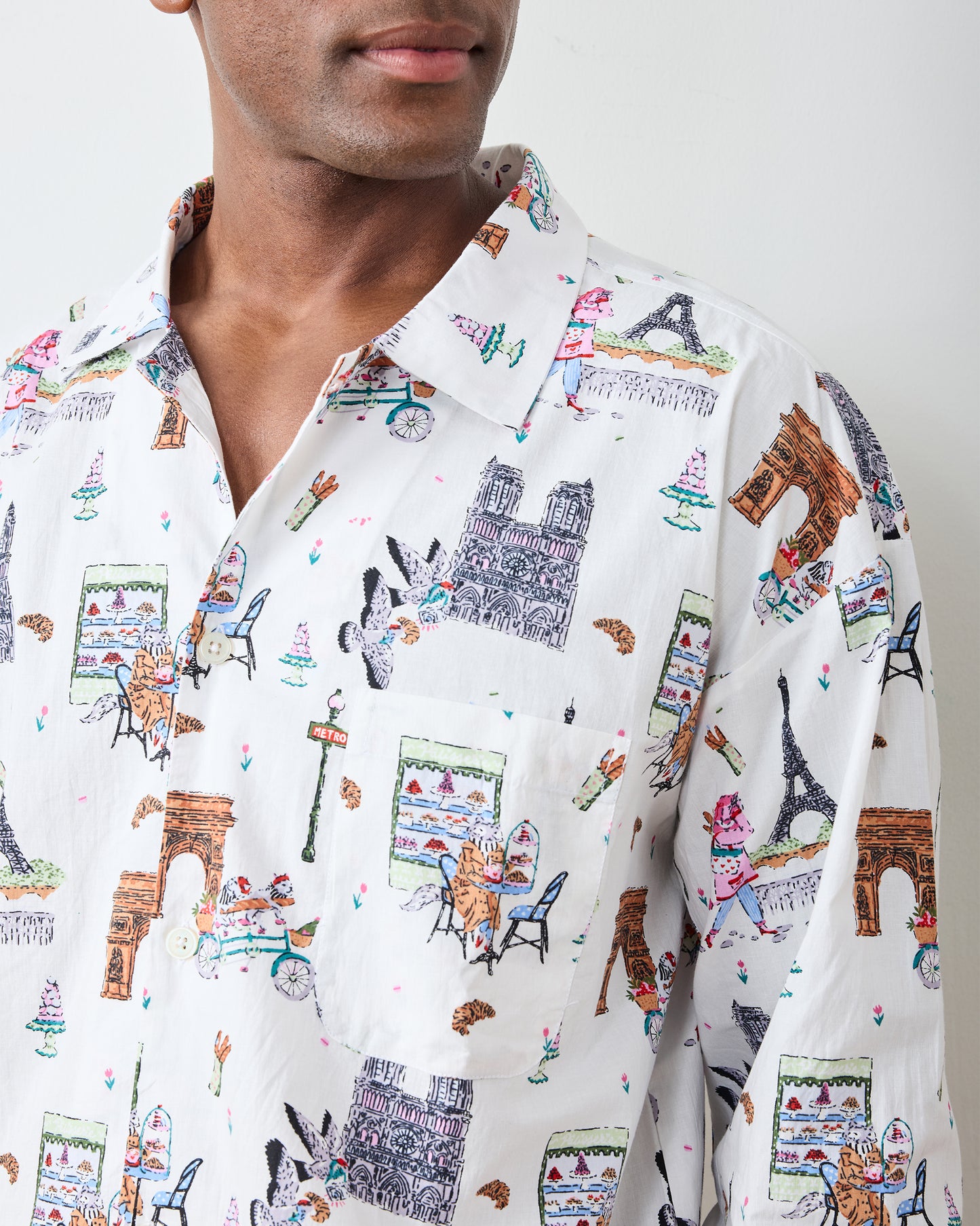 Paris Getaway - Men's Long PJ Set - Cloud - Printfresh