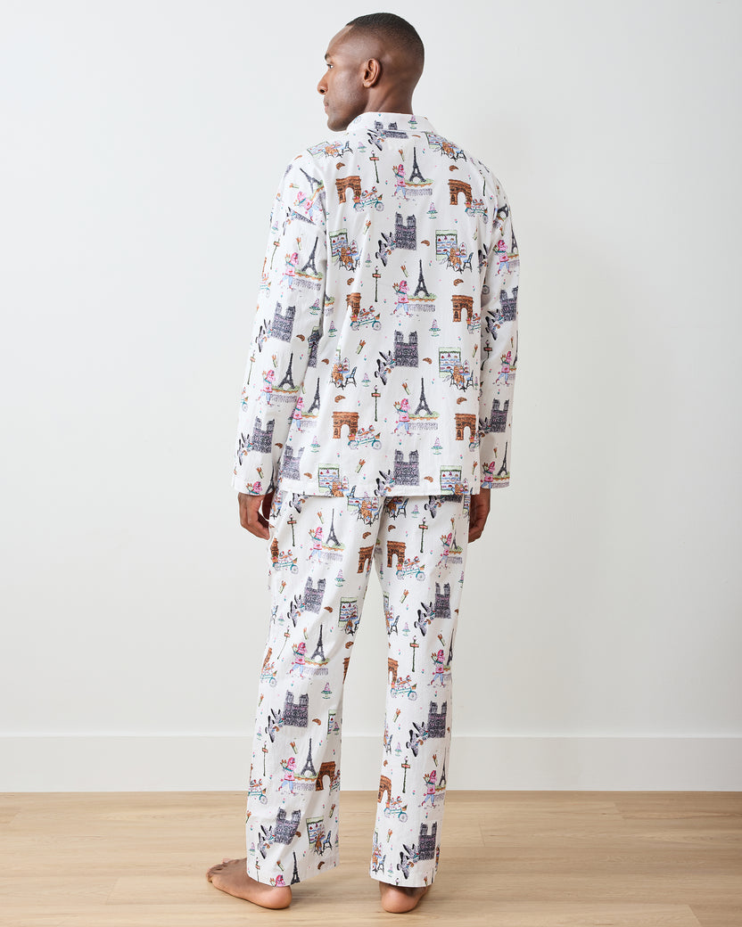 Paris Getaway - Men's Long PJ Set - Cloud - Printfresh
