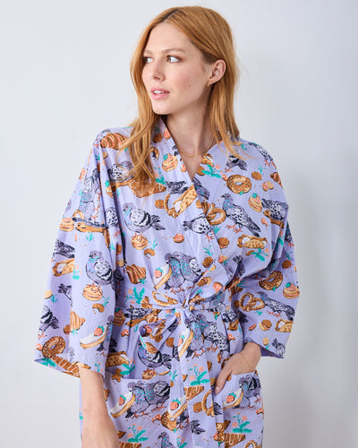Peckish Pastries - Long Robe - Lavender Lovebird - Printfresh