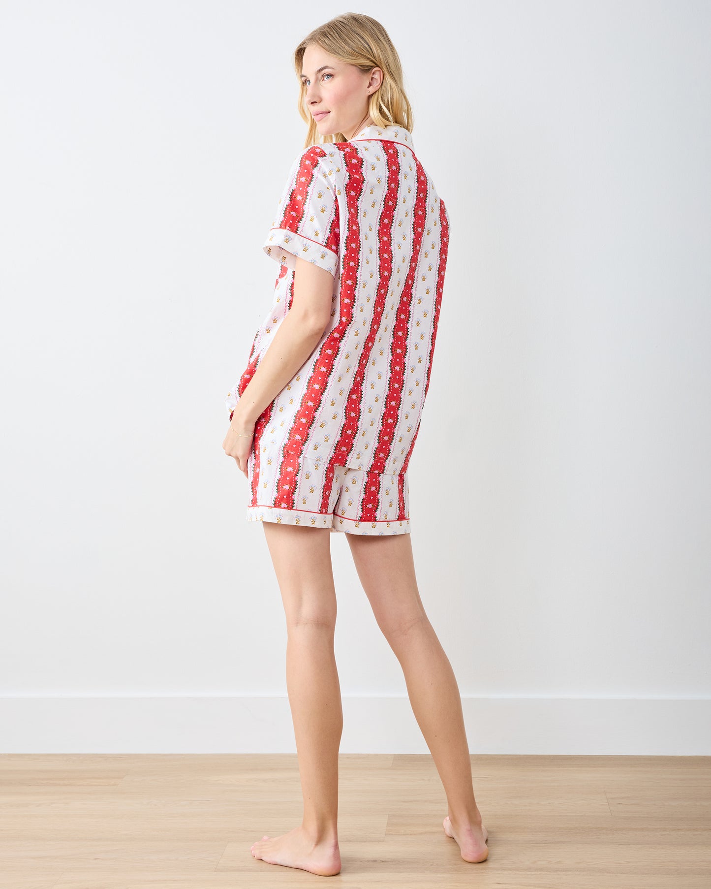 Sweetheart Stripes - Short PJ Set - Cherry Cola - Printfresh