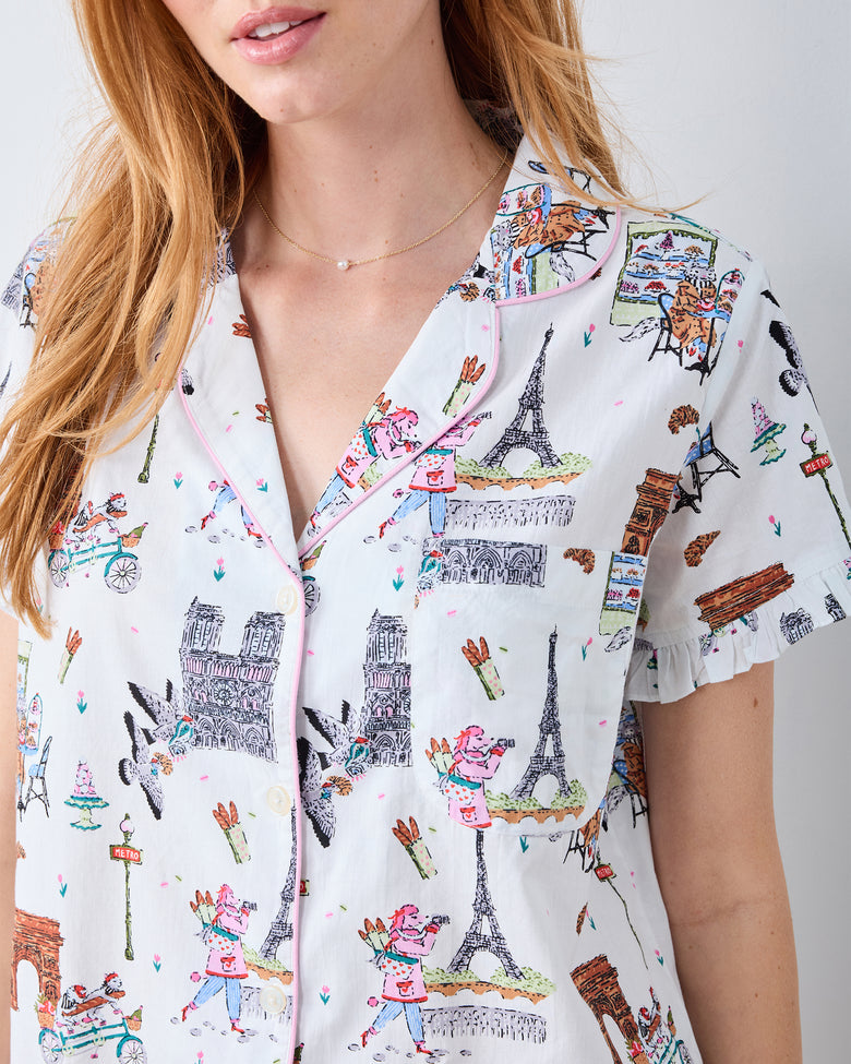 Paris Getaway - Ruffle Short Set - Cloud - Printfresh
