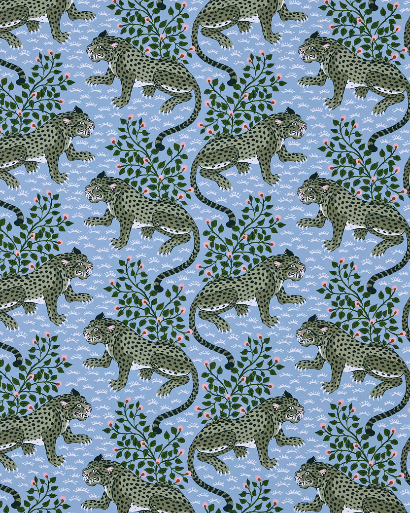 Bagheera - Peel & Stick Wallpaper - Ice Blue - Printfresh