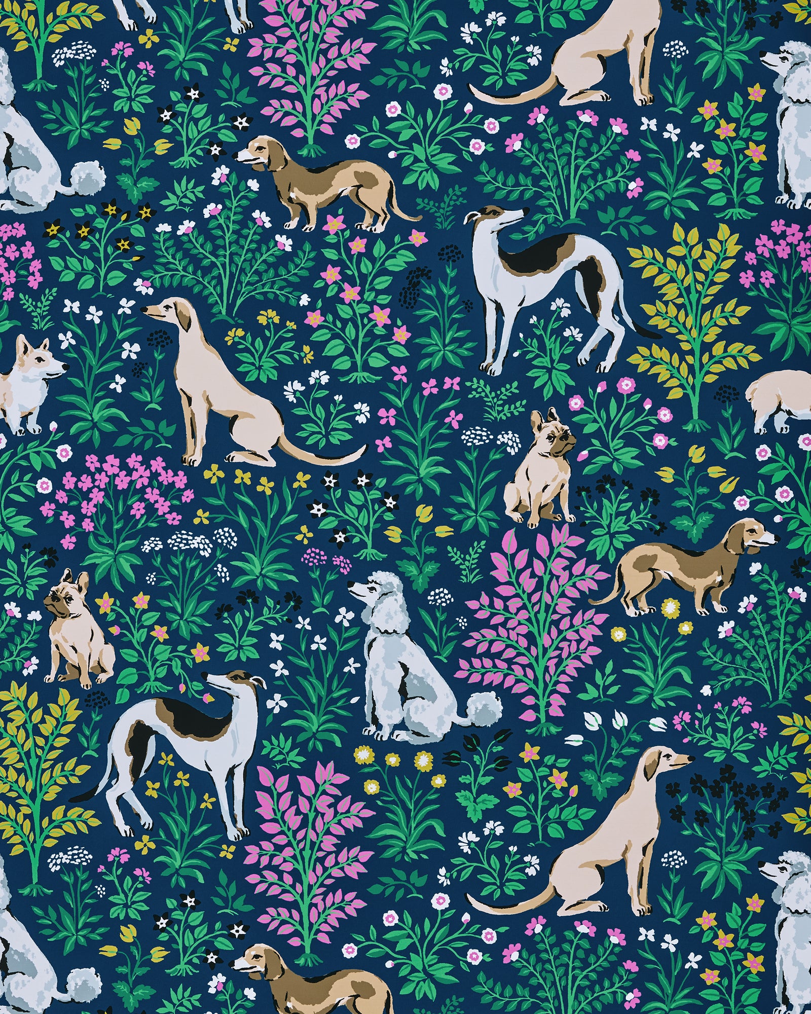 Must Love Dogs - Peel & Stick Wallpaper - Indigo - Printfresh