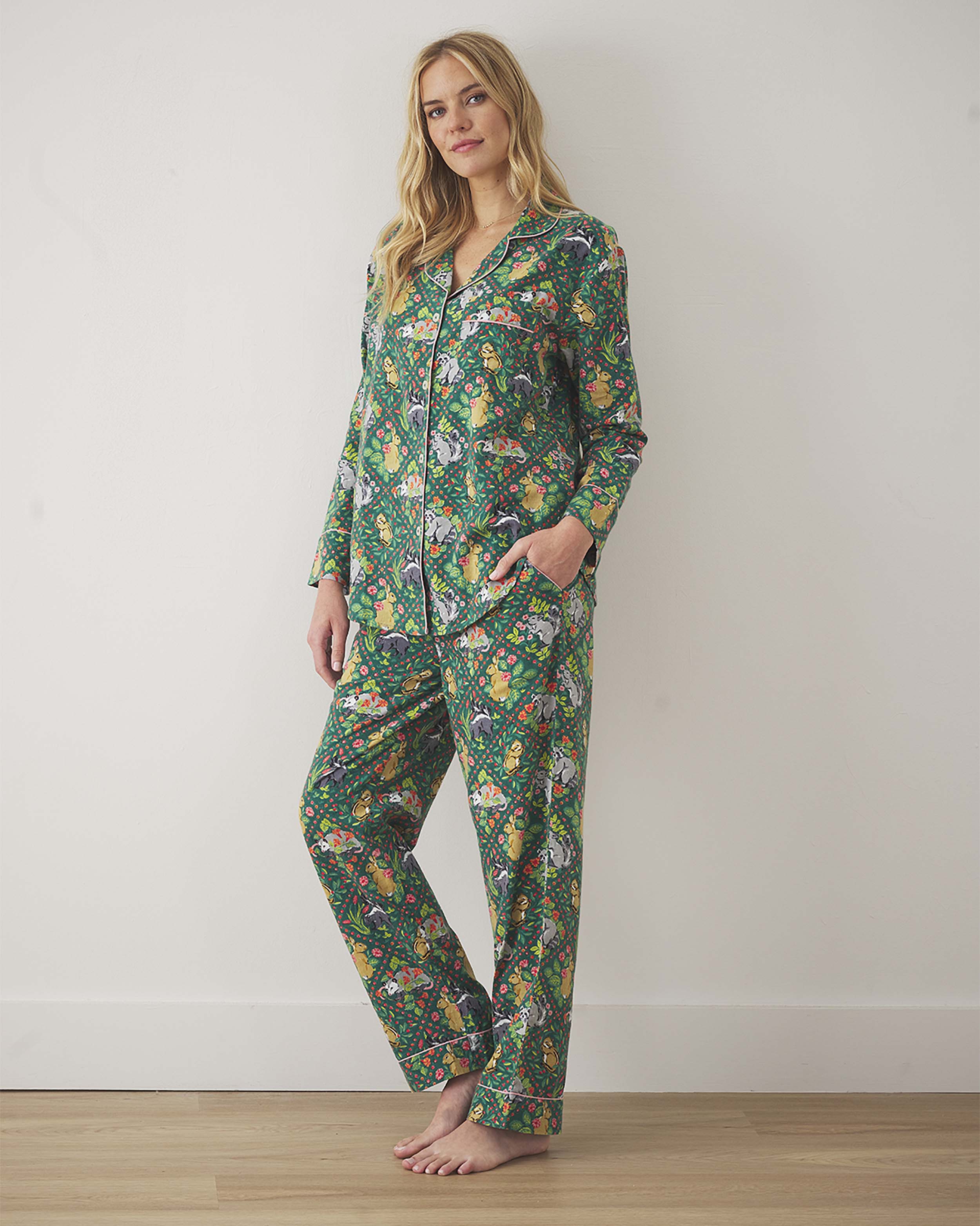 Woodland Critters - Flannel Long PJ Set - Fern - Printfresh