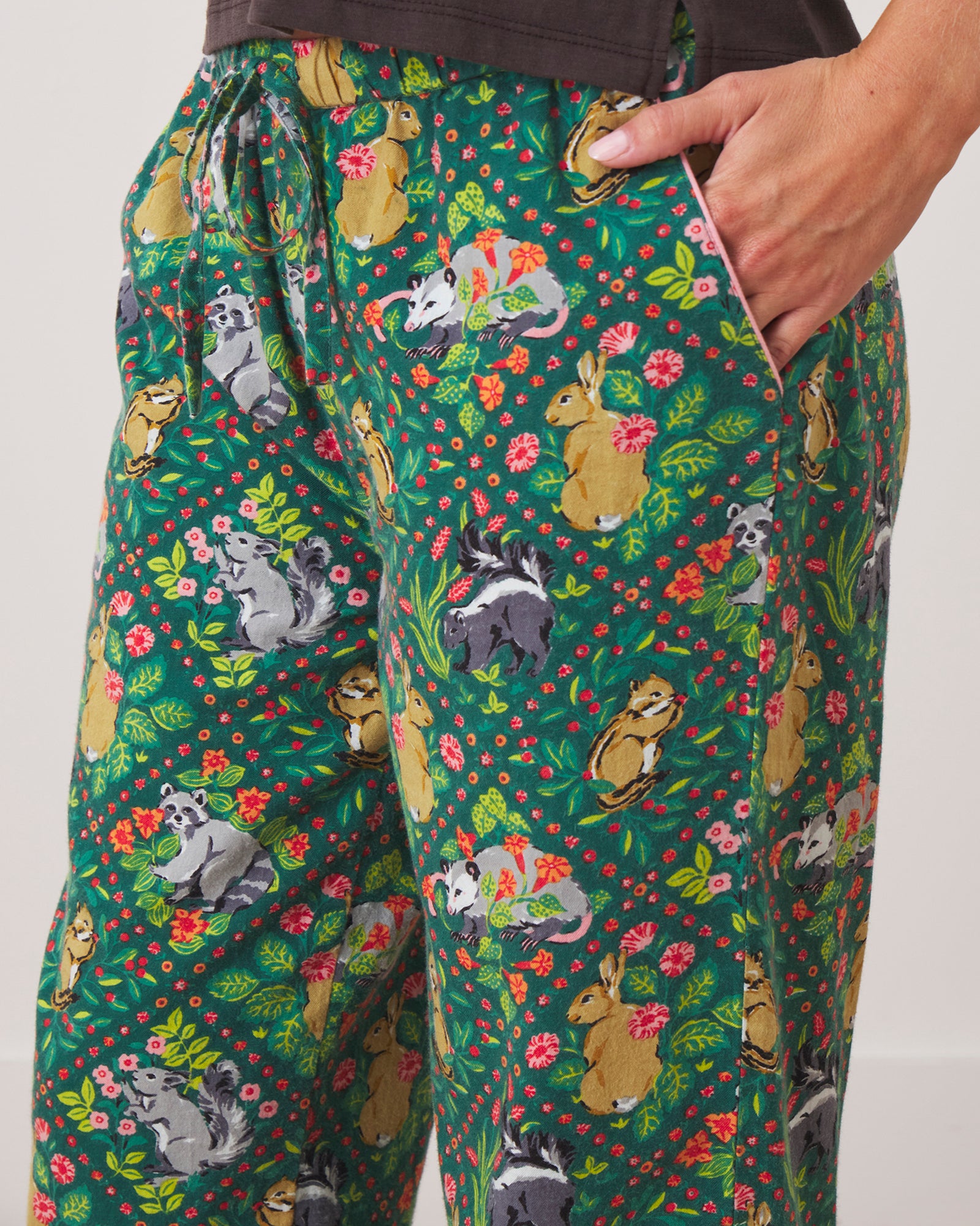 Woodland Critters - T-Shirt & Flannel PJ Pants Set - Fern