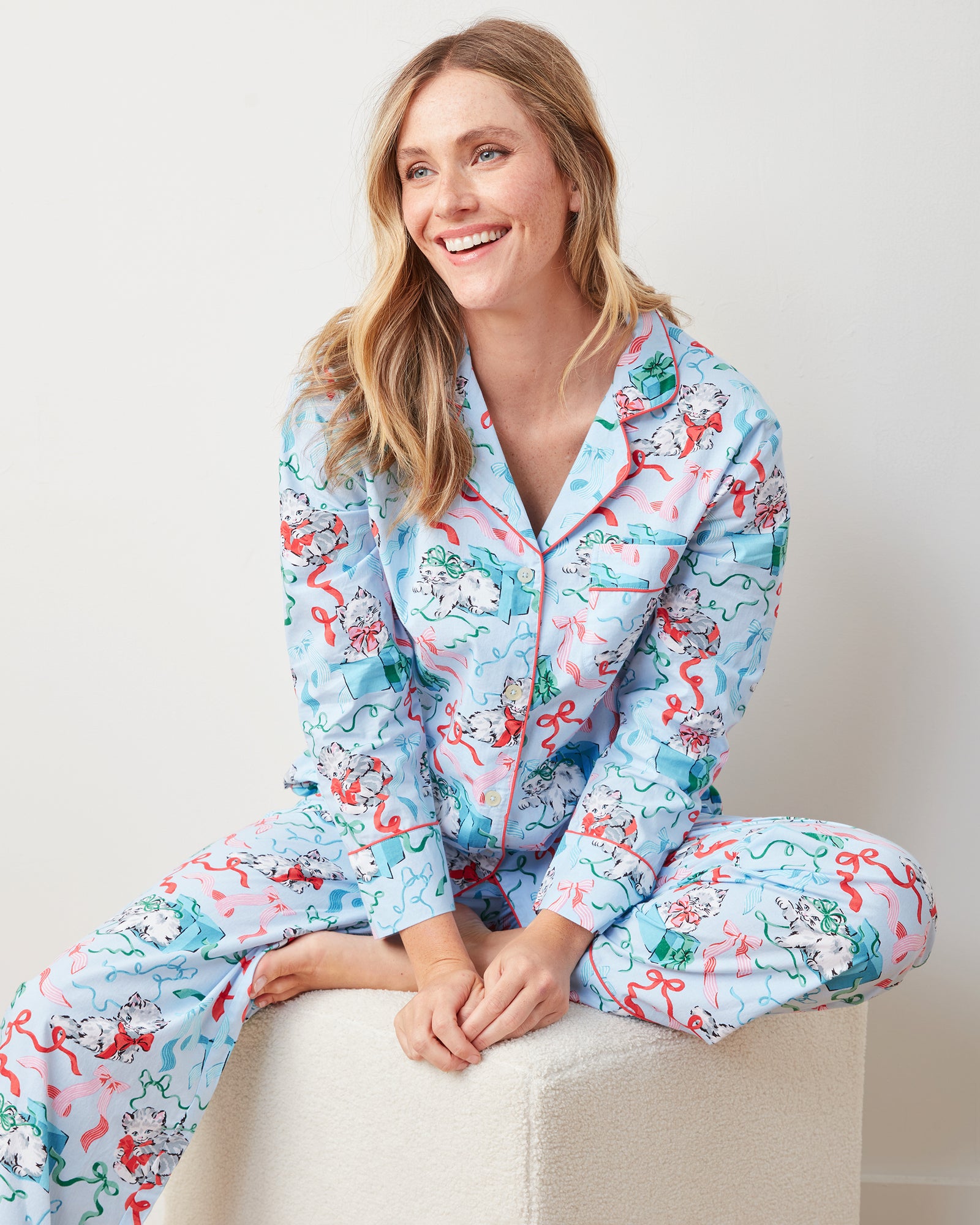 PF x The Hiltons Wrapped Gifts - Long PJ Set - Baby Blue - Printfresh