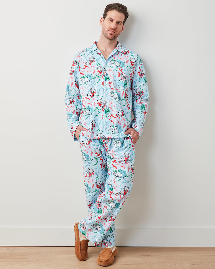 PF x The Hiltons Wrapped Gifts - Men's Long PJ Set - Baby Blue - Printfresh