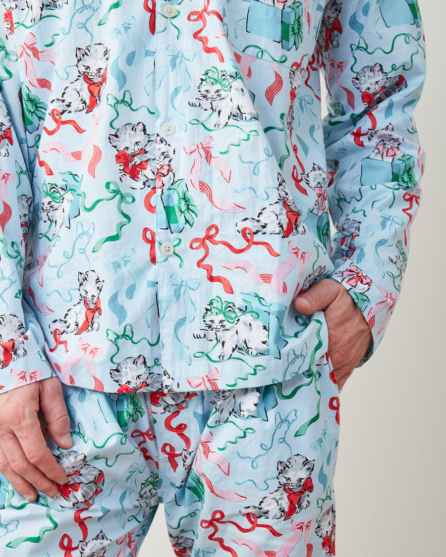 PF x The Hiltons Wrapped Gifts - Men's Long PJ Set - Baby Blue - Printfresh