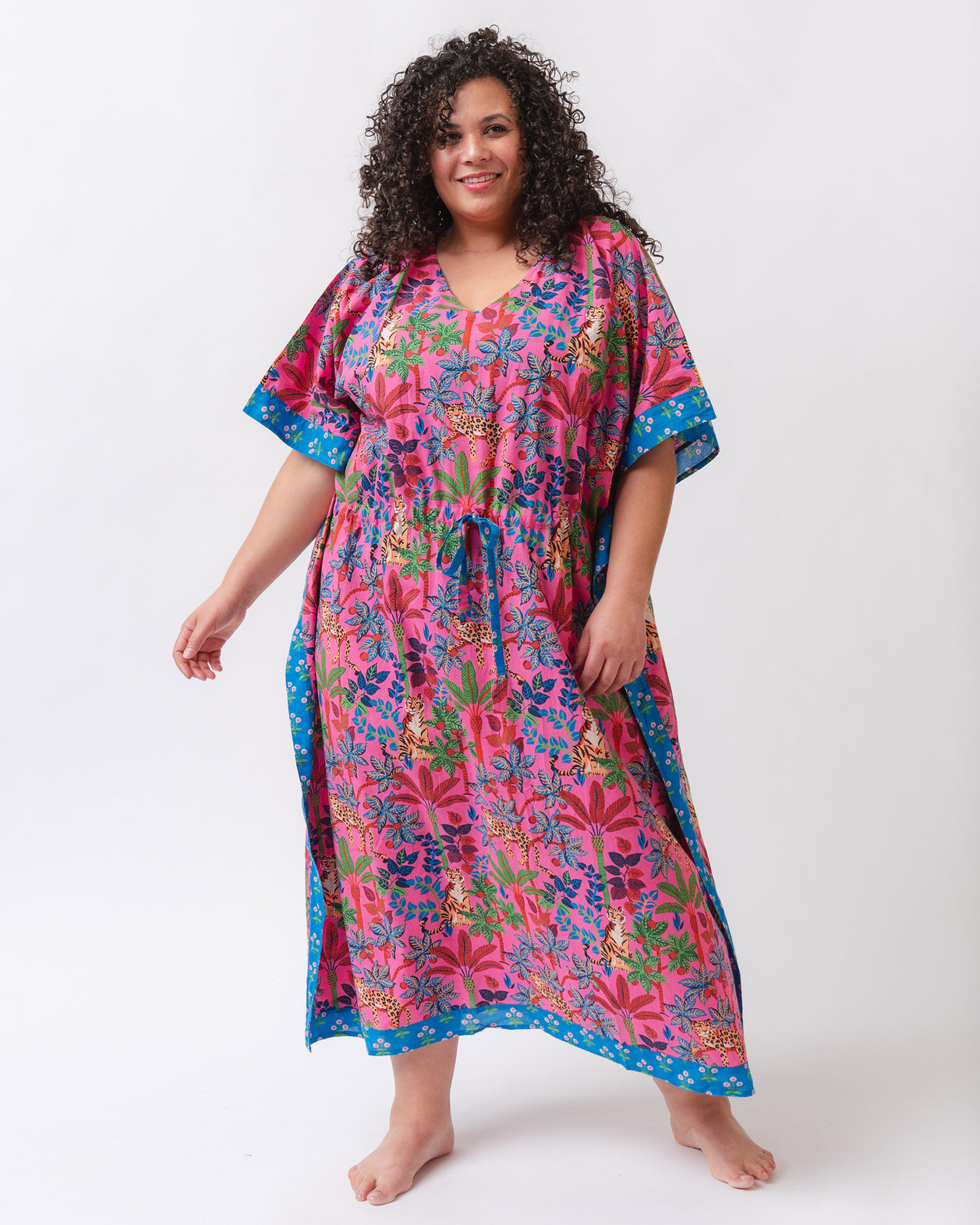 Big Cat Family -  Let's Cruise Caftan - Azalea - Printfresh